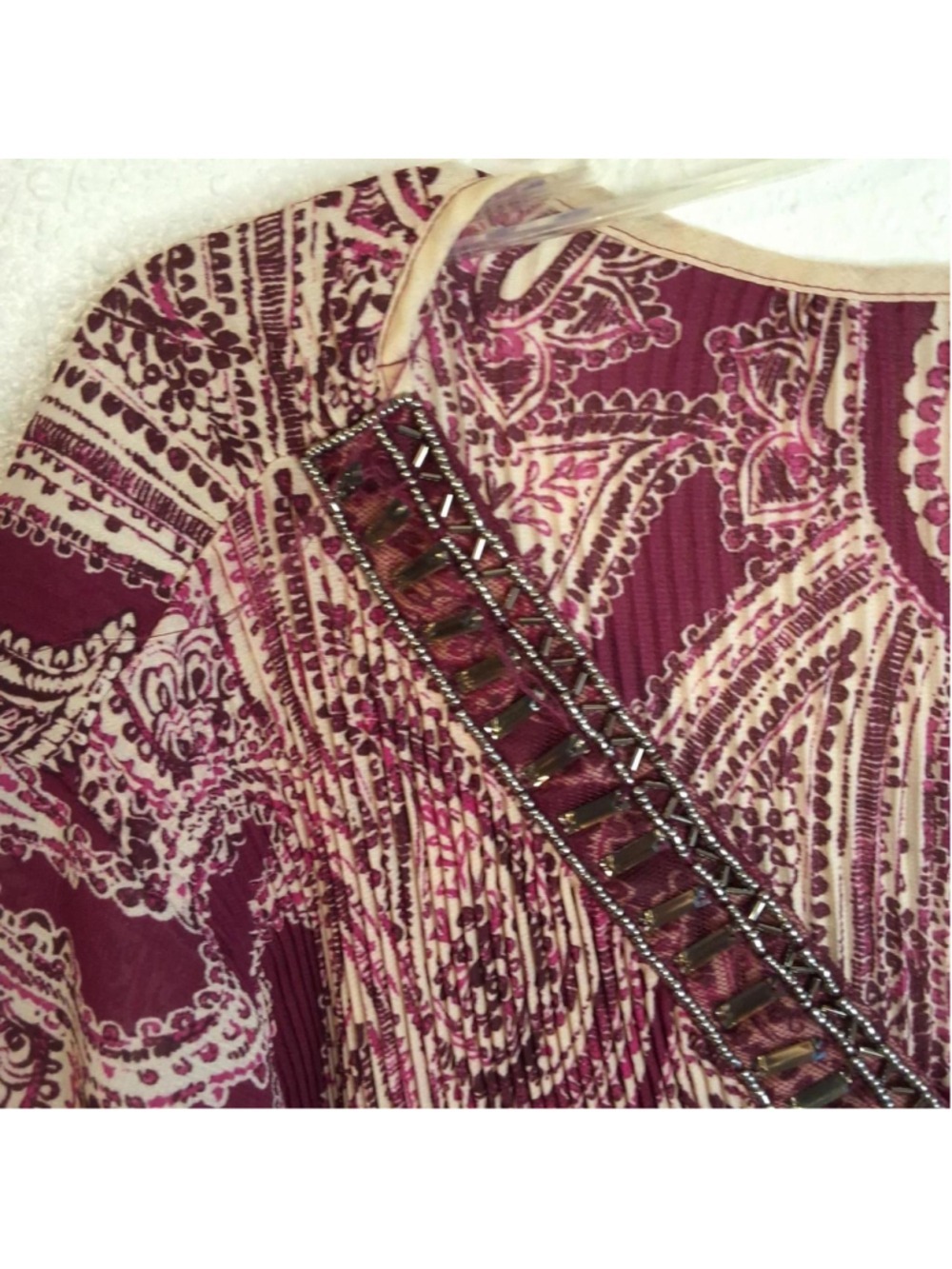 Catherine's burgundy and beige paisley polyester blouse tunic Size 3X - Picture 5 of 7